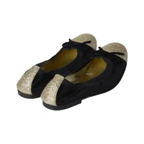 1405 - Black Velvet Flats for Girl by London Kids