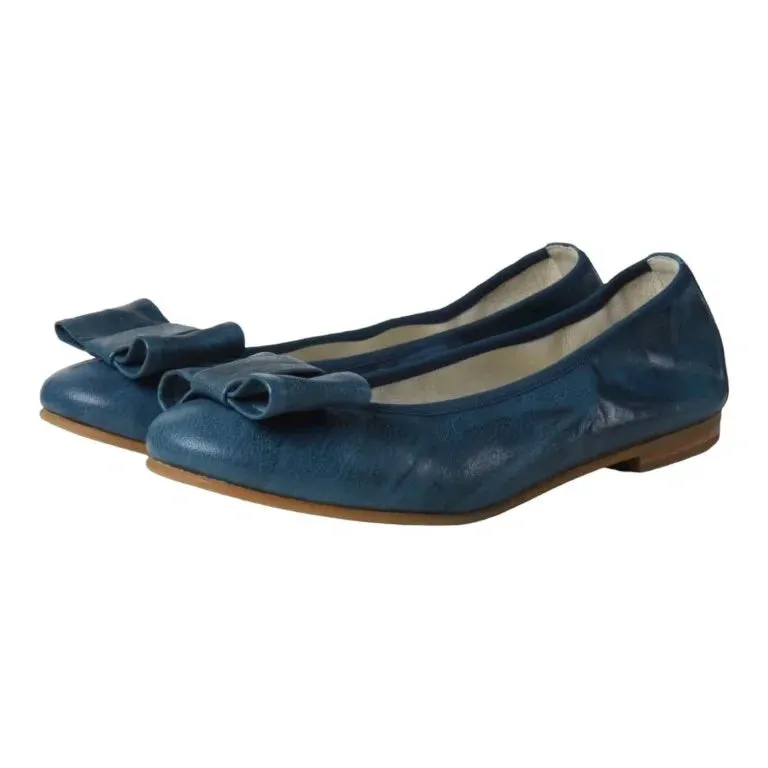 1412 - Navy Soft Leather Flats for Girl/Teen/Women by London Kids