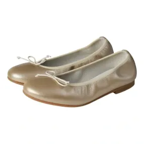 1536 - Gold Soft Leather Flats for Girl by London Kids