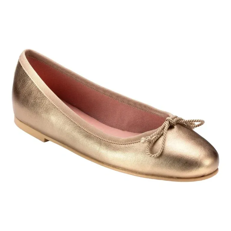 38189 - Gold Soft Leather Flats for Teen/Women by Pretty Ballerinas