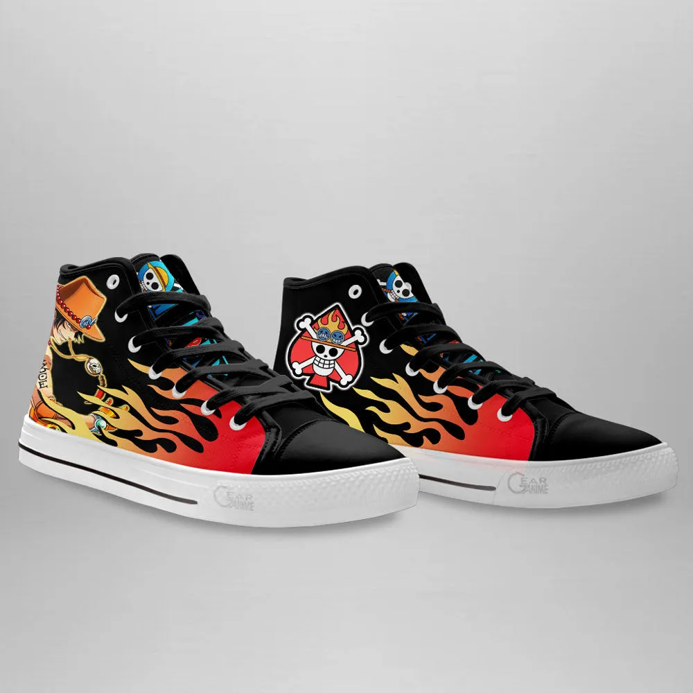 Ace D. Portgas High Top Shoes Custom OP Sneakers Flame Style