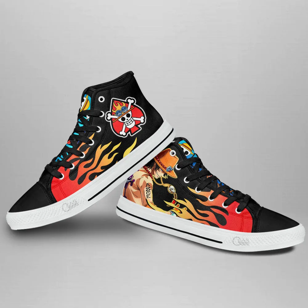 Ace D. Portgas High Top Shoes Custom OP Sneakers Flame Style