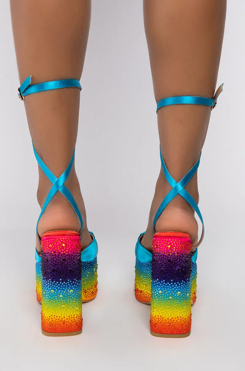 AZALEA WANG LOUD AND PROUD CHUNKY SANDAL IN RAINBOW