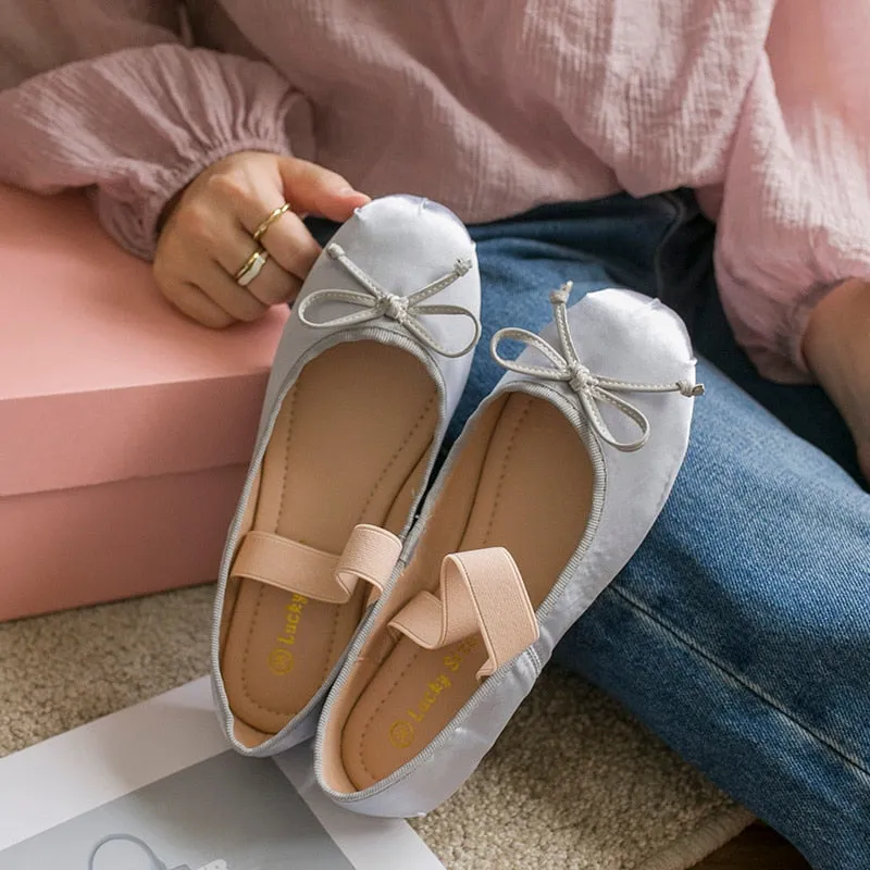 Balletcore Elastic Band Satin Ballet Flats