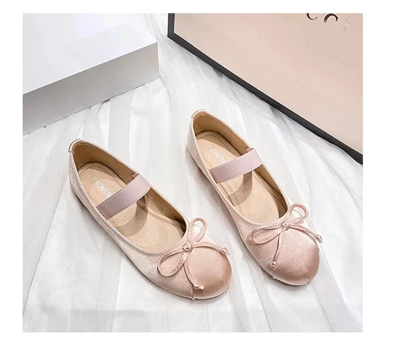 Balletcore Elastic Band Satin Ballet Flats