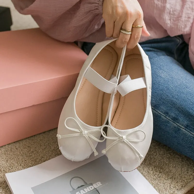 Balletcore Elastic Band Satin Ballet Flats