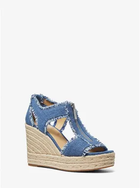 Berkley Frayed Denim Wedge Sandal