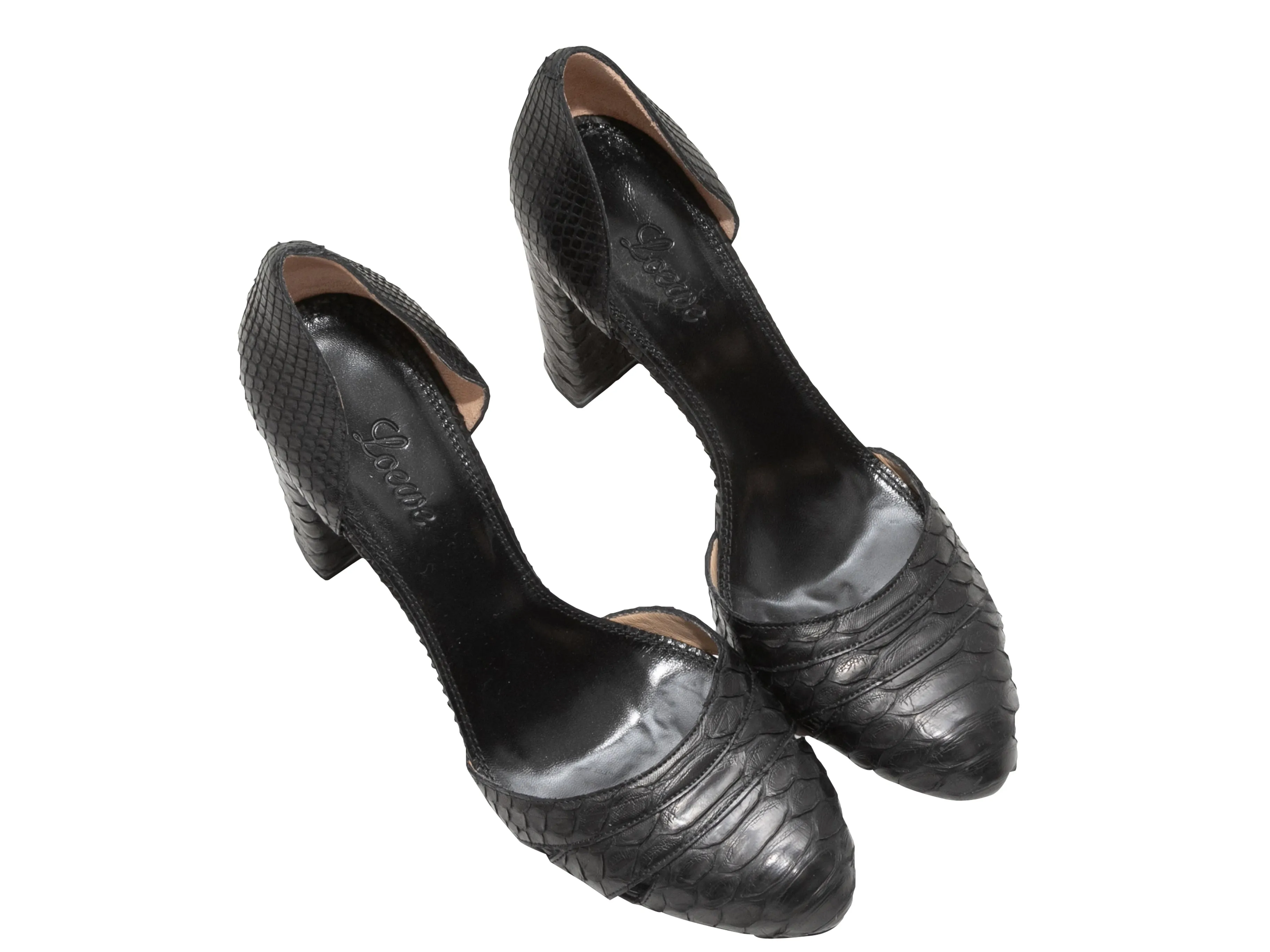 Black Loewe Snakeskin d'Orsay Pumps Size 39