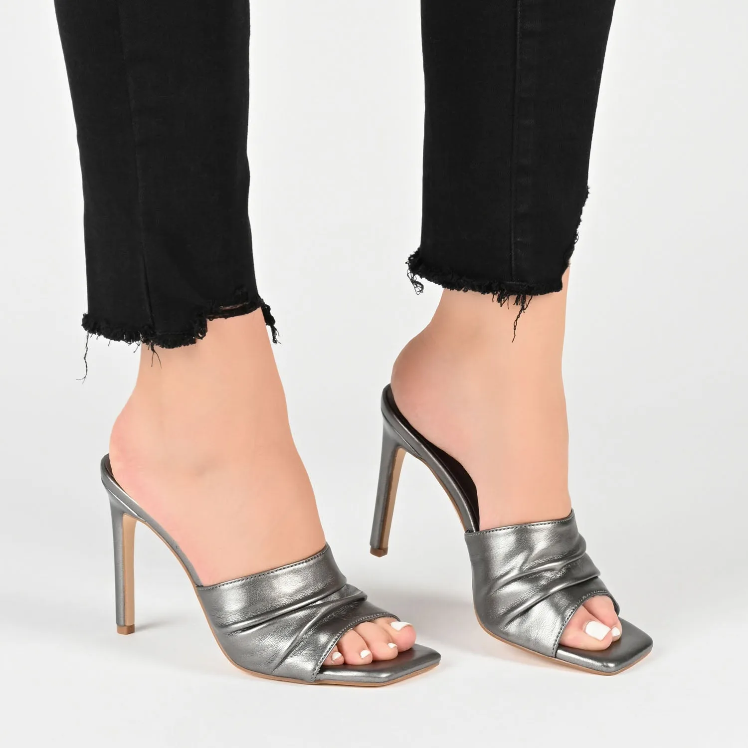 CAMBER MULE STILETTO HEELS IN FAUX LEATHER