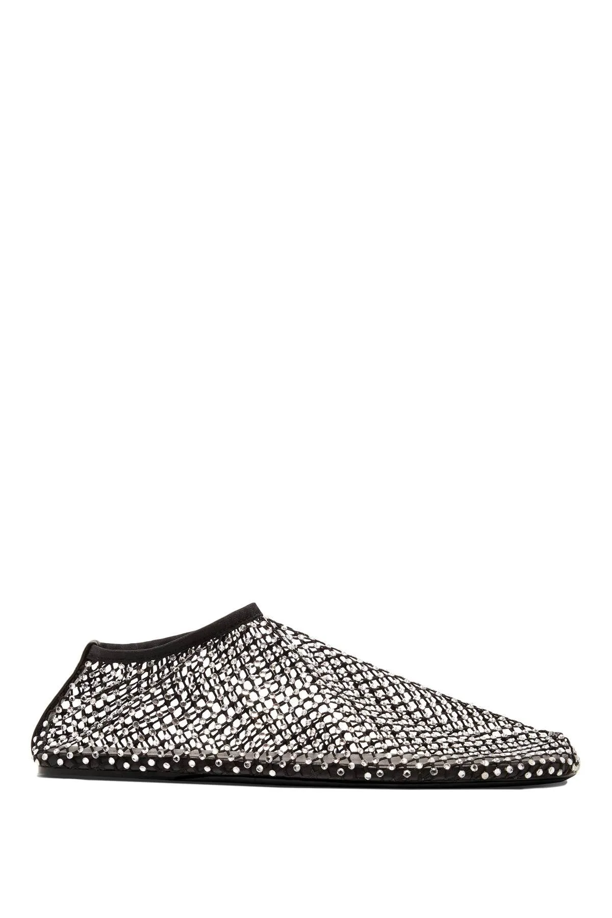 Crystal-Embellished Mesh Ballet Flats