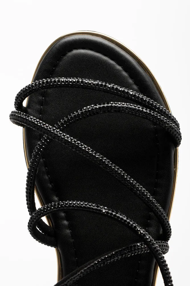 Diamante Strappy Sandal Black