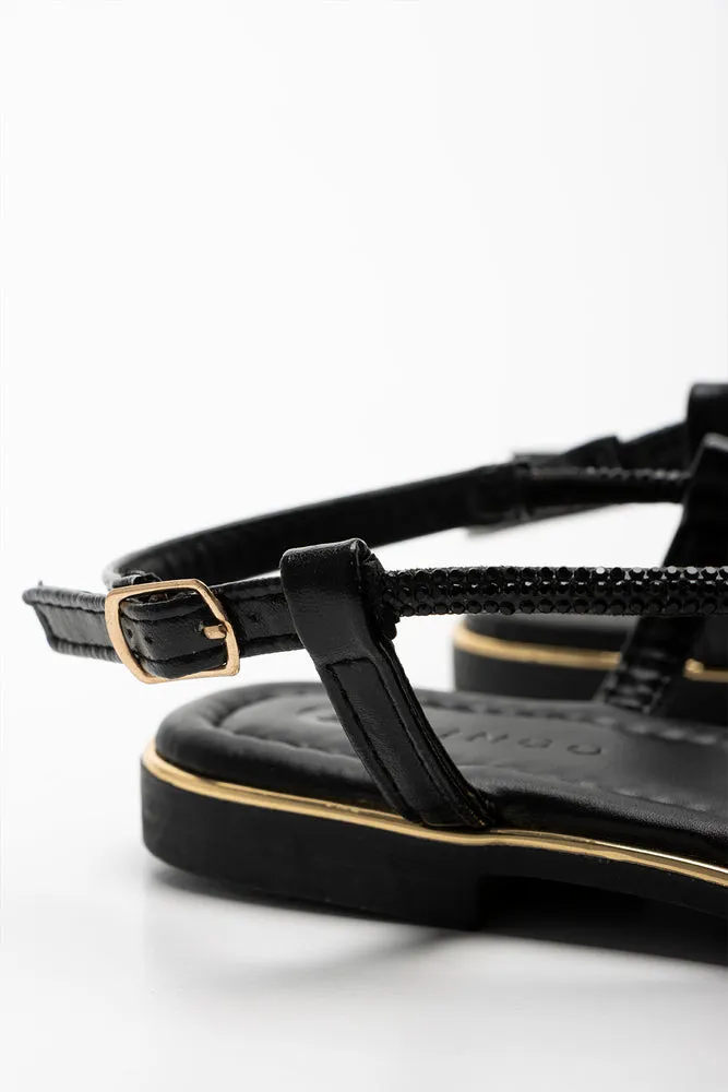 Diamante Strappy Sandal Black