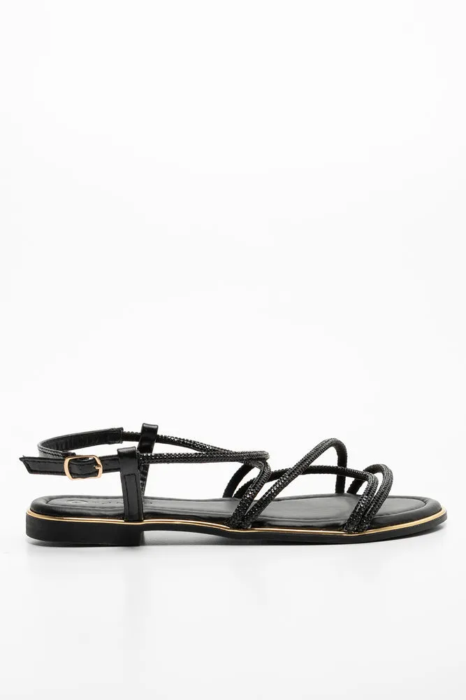 Diamante Strappy Sandal Black