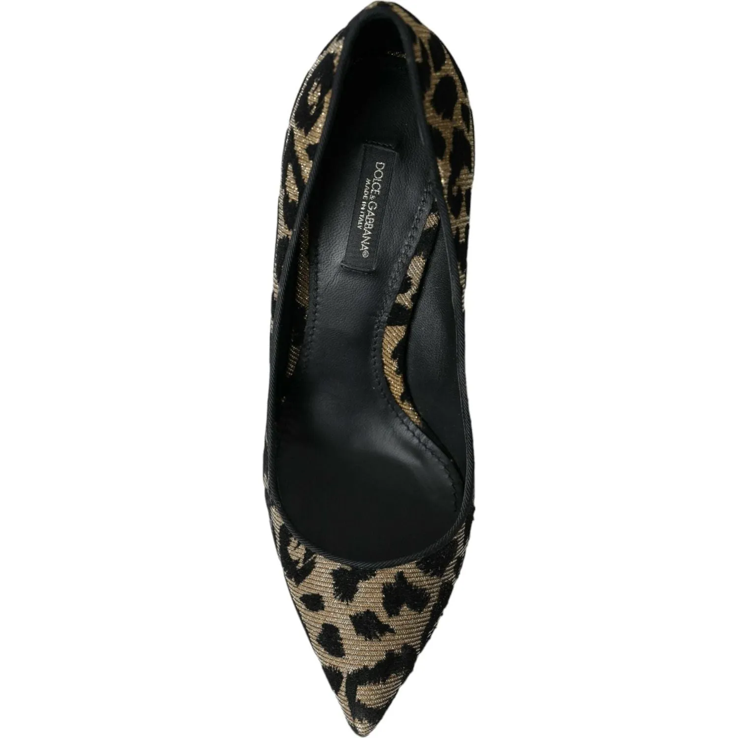 Dolce & Gabbana Black Gold Leopard Lurex Heels Pumps Shoes