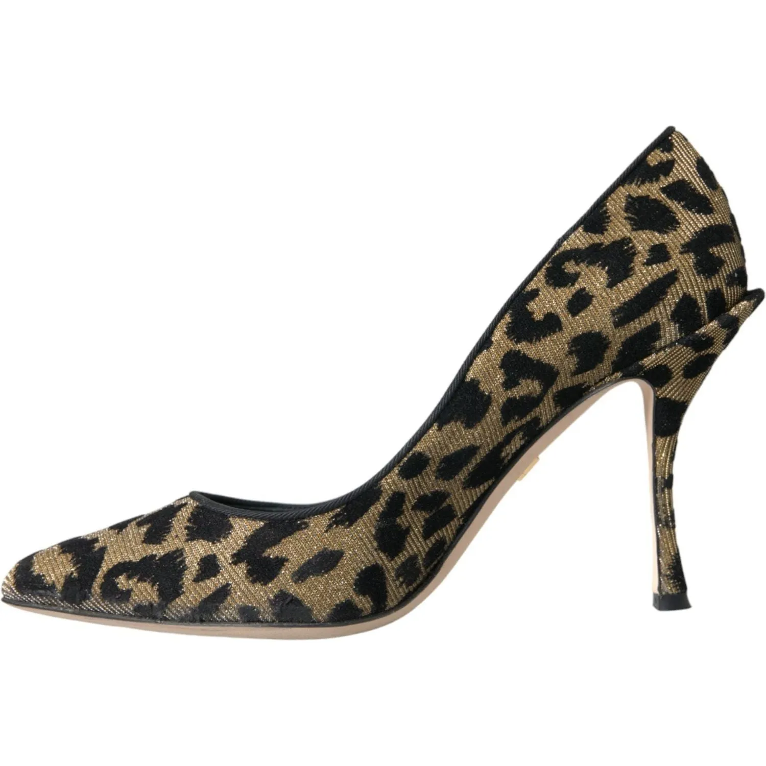 Dolce & Gabbana Black Gold Leopard Lurex Heels Pumps Shoes