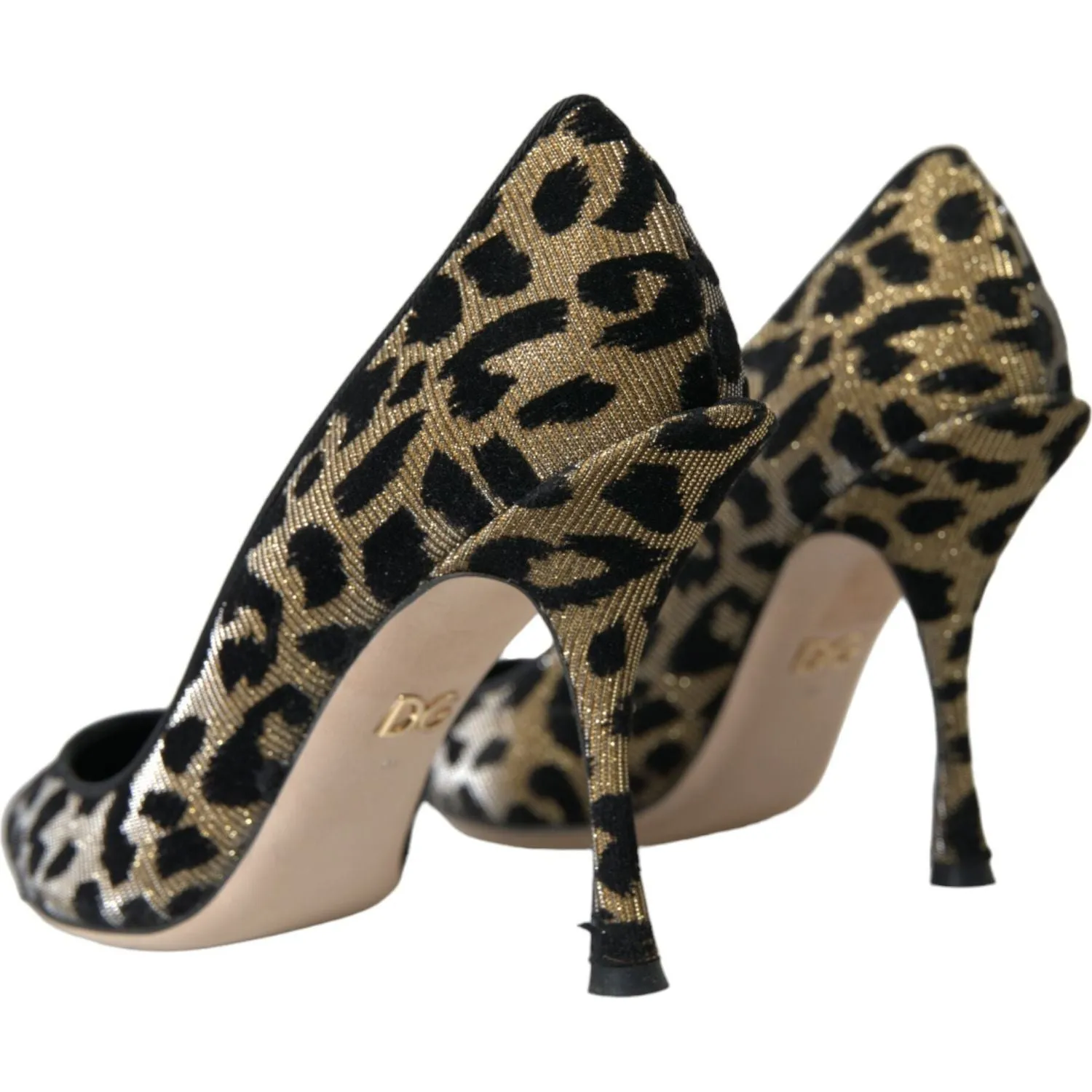 Dolce & Gabbana Black Gold Leopard Lurex Heels Pumps Shoes