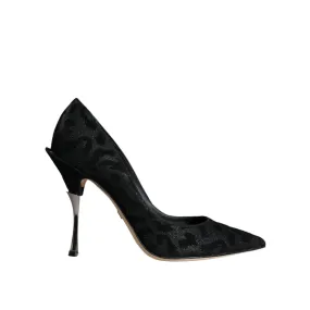 Dolce & Gabbana Black Leopard Lurex High Heels Pumps Shoes