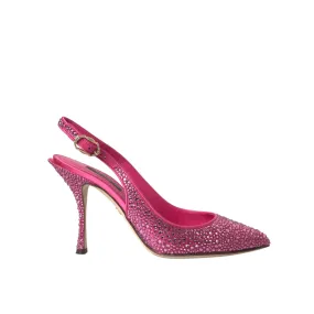 Dolce & Gabbana Pink Slingbacks Crystal Pumps Shoes