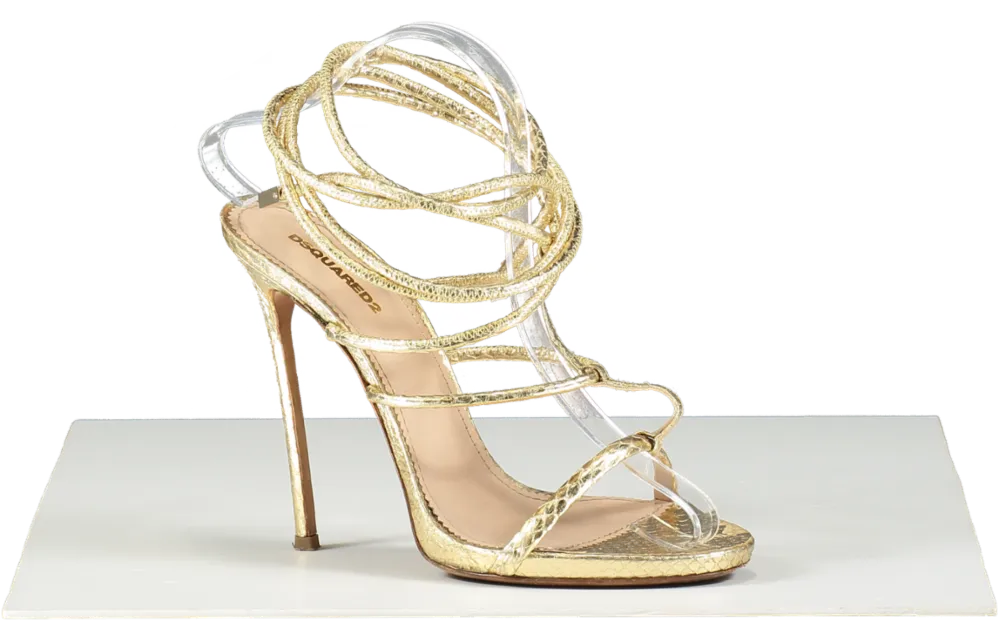 DSQUARED2 Metallic Snakeskin Strappy Sandals UK 6 EU 39 👠