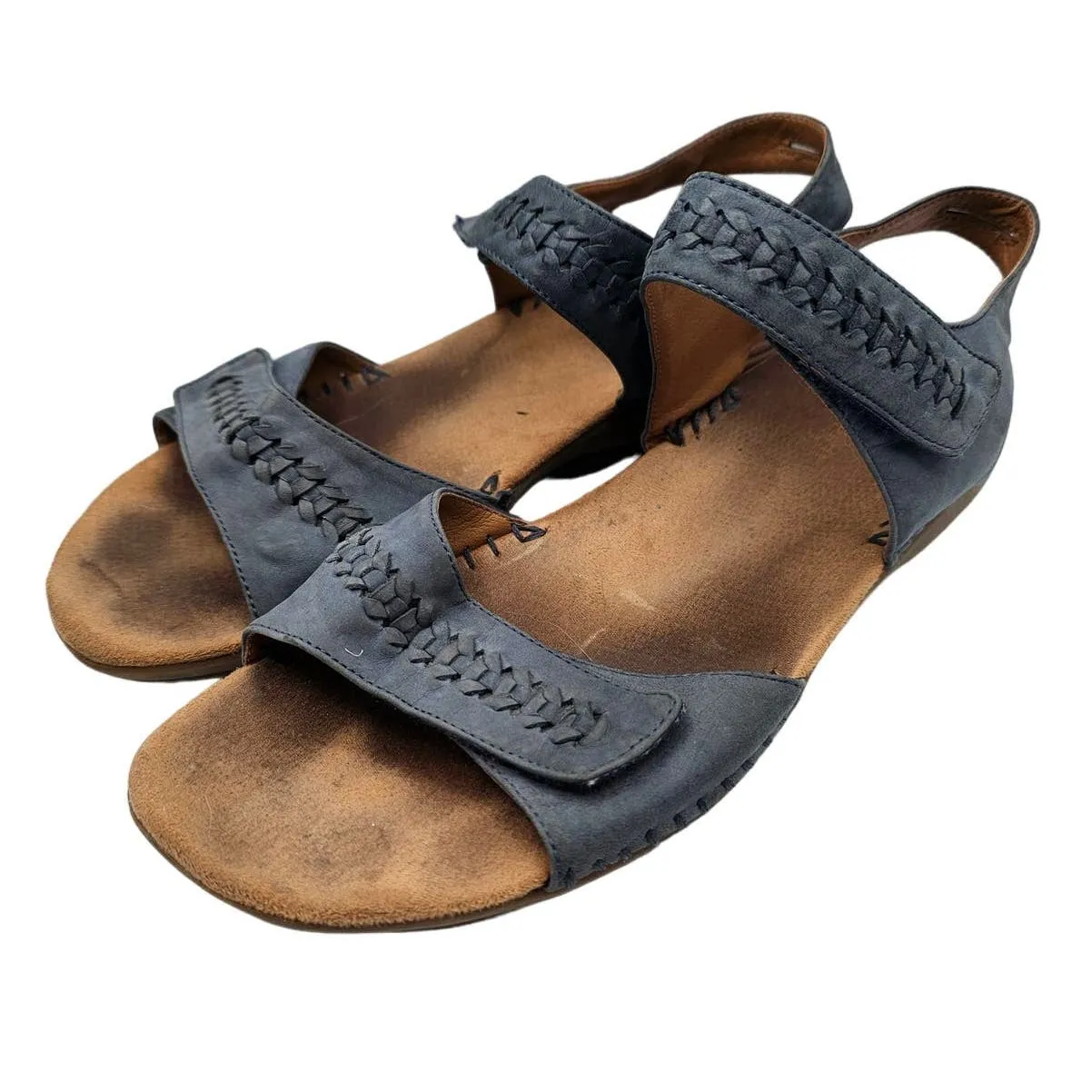 Easy Spirit Womens Sz 8.5 Slate Blue Leather Strap Sandals Hazletines