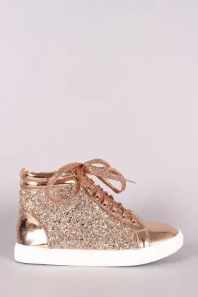 Encrusted-Glitter Lace Up High Top Sneaker