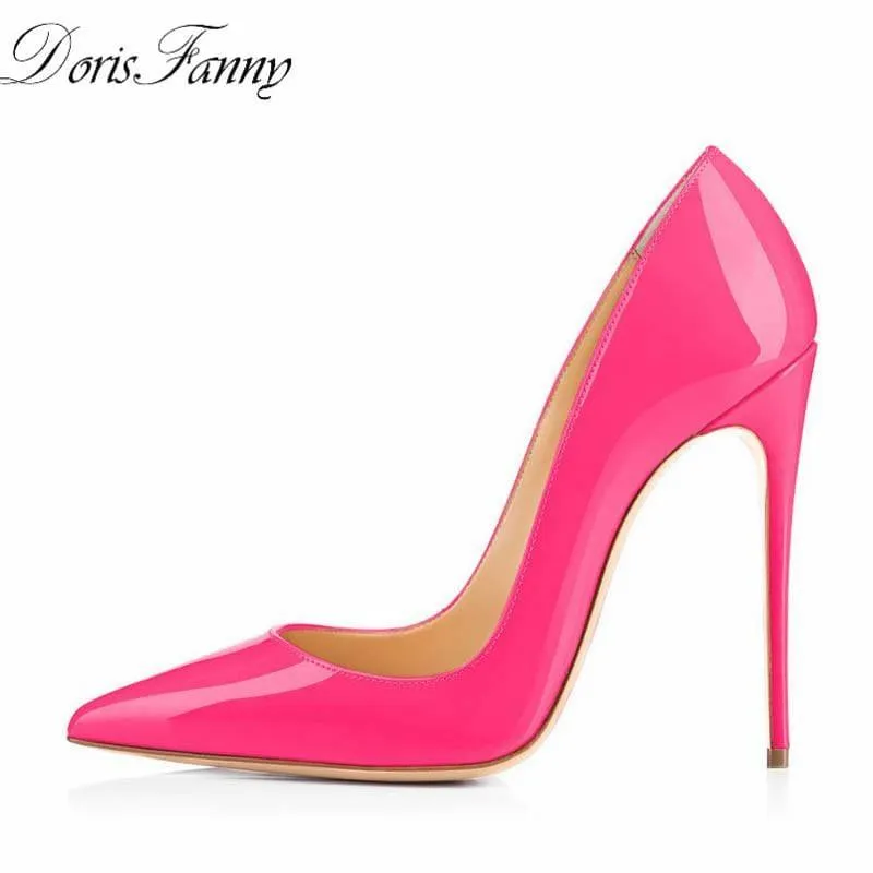 Hot Pink Patent Leather Sexy Stiletto High Heels Pumps