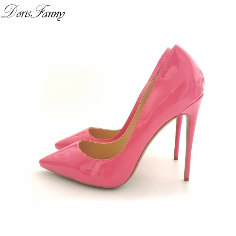 Hot Pink Patent Leather Sexy Stiletto High Heels Pumps