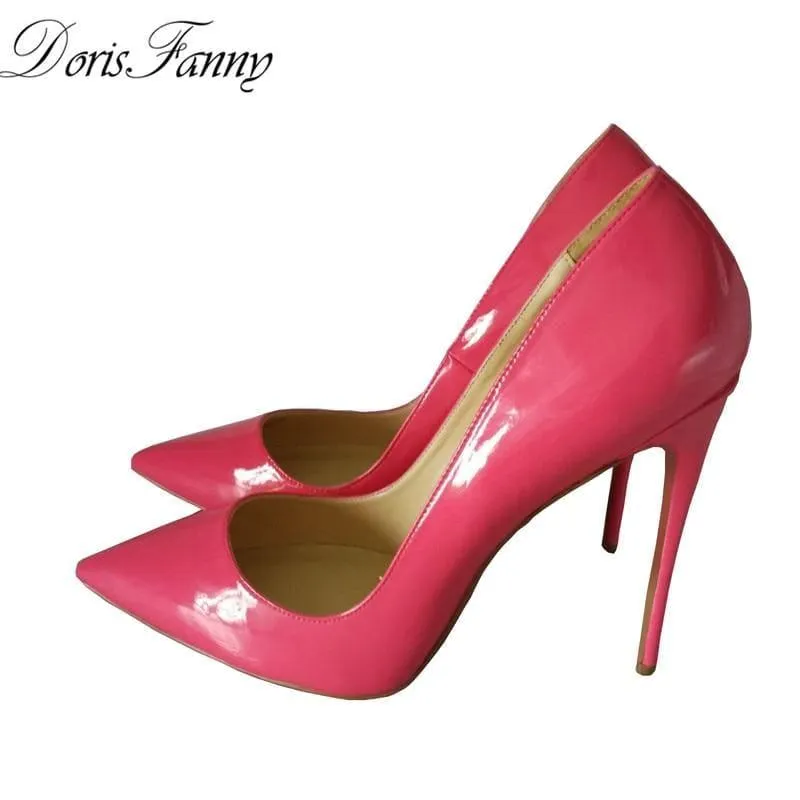 Hot Pink Patent Leather Sexy Stiletto High Heels Pumps