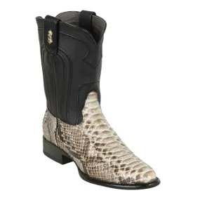 Los Altos Boots Mens #695749 Roper Style | Genuine Python Leather Boots | Color Natural