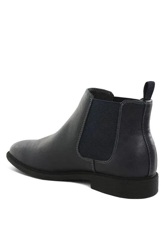 Men's Faux Leather Slip-On Ankle Boots