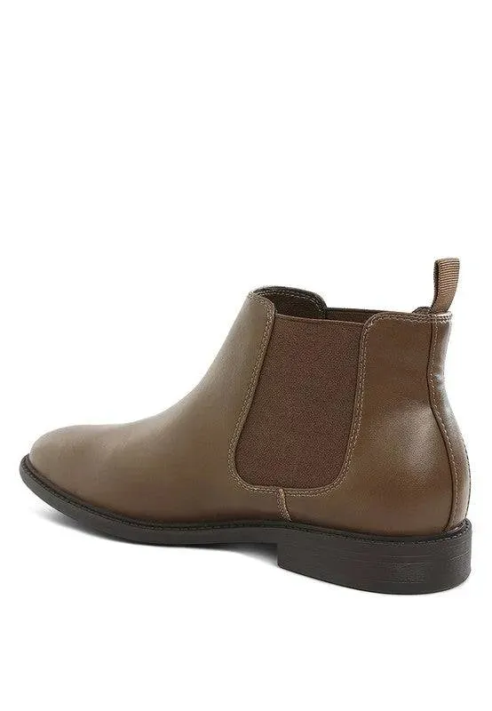 Men's Faux Leather Slip-On Ankle Boots