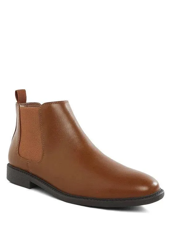 Men's Faux Leather Slip-On Ankle Boots