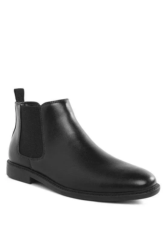 Men's Faux Leather Slip-On Ankle Boots