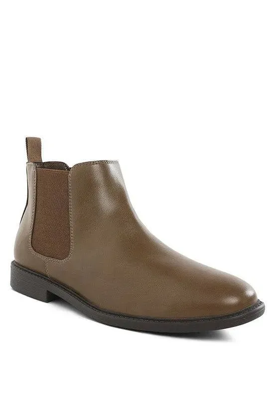 Men's Faux Leather Slip-On Ankle Boots