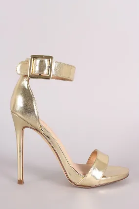 Metallic Buckled Ankle Strap Stiletto Heel