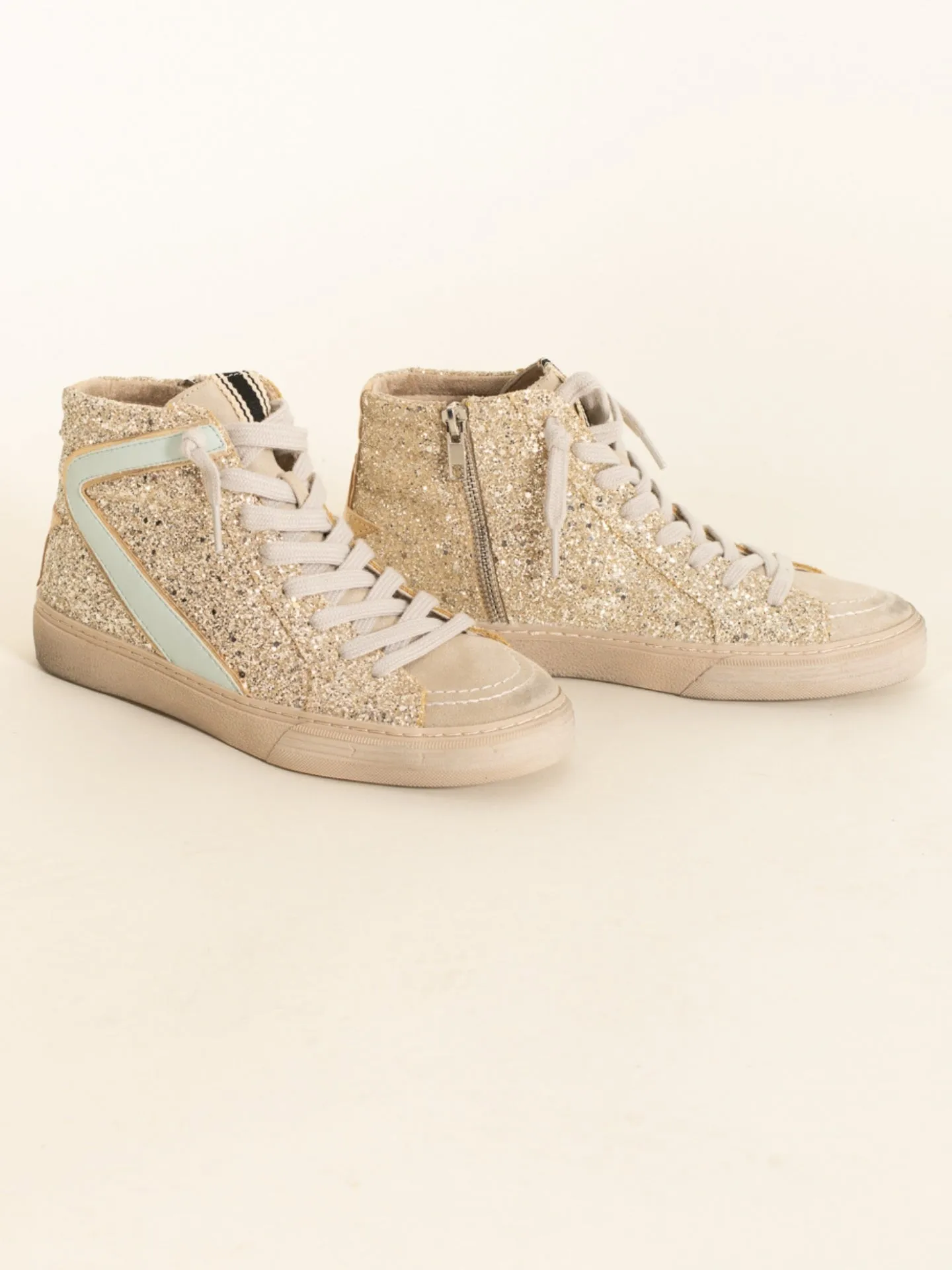 Metallic Star Glitter High-Top Sneakers