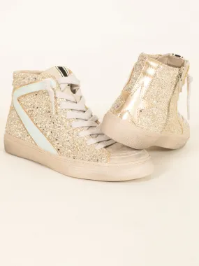 Metallic Star Glitter High-Top Sneakers