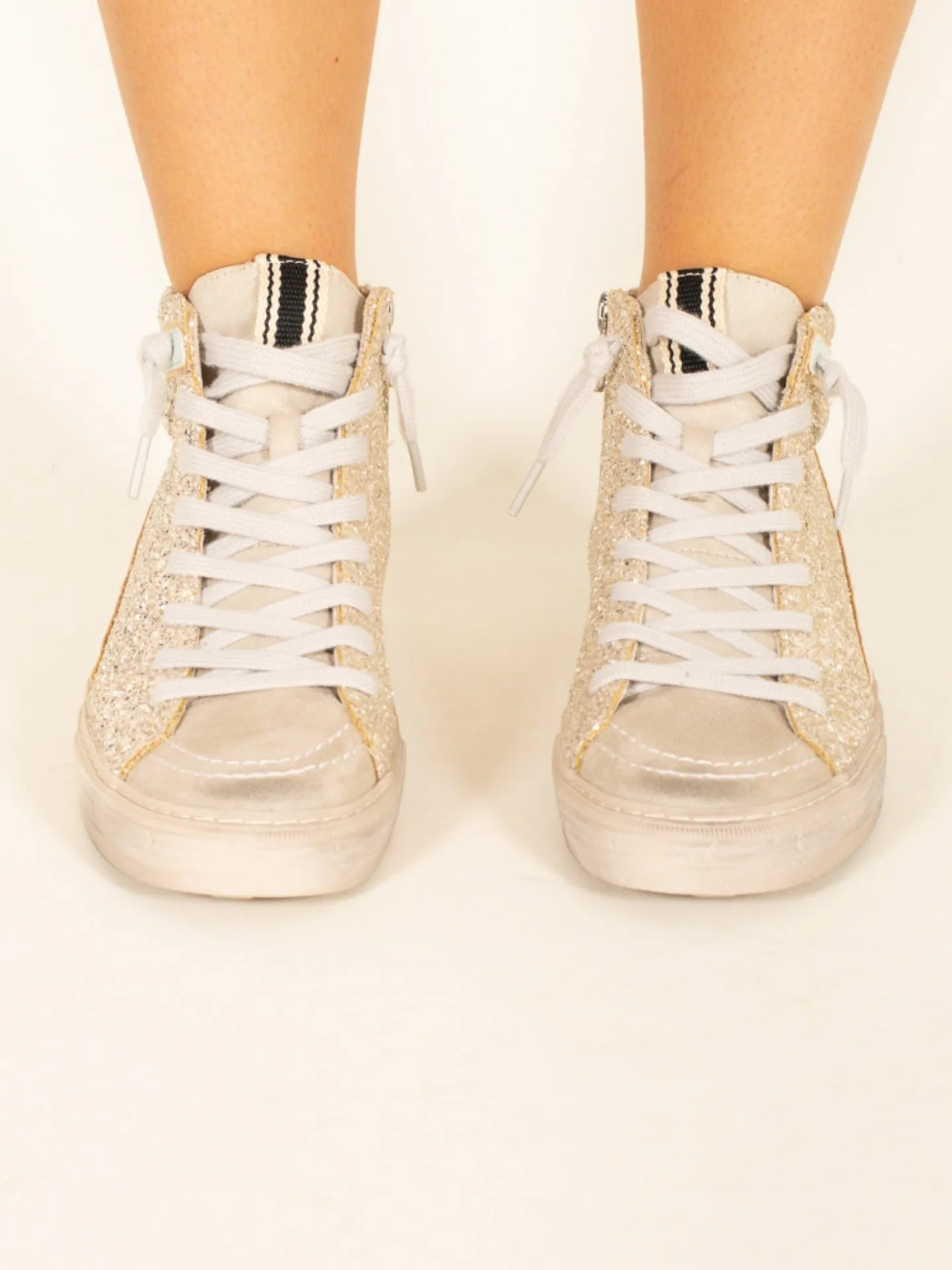 Metallic Star Glitter High-Top Sneakers