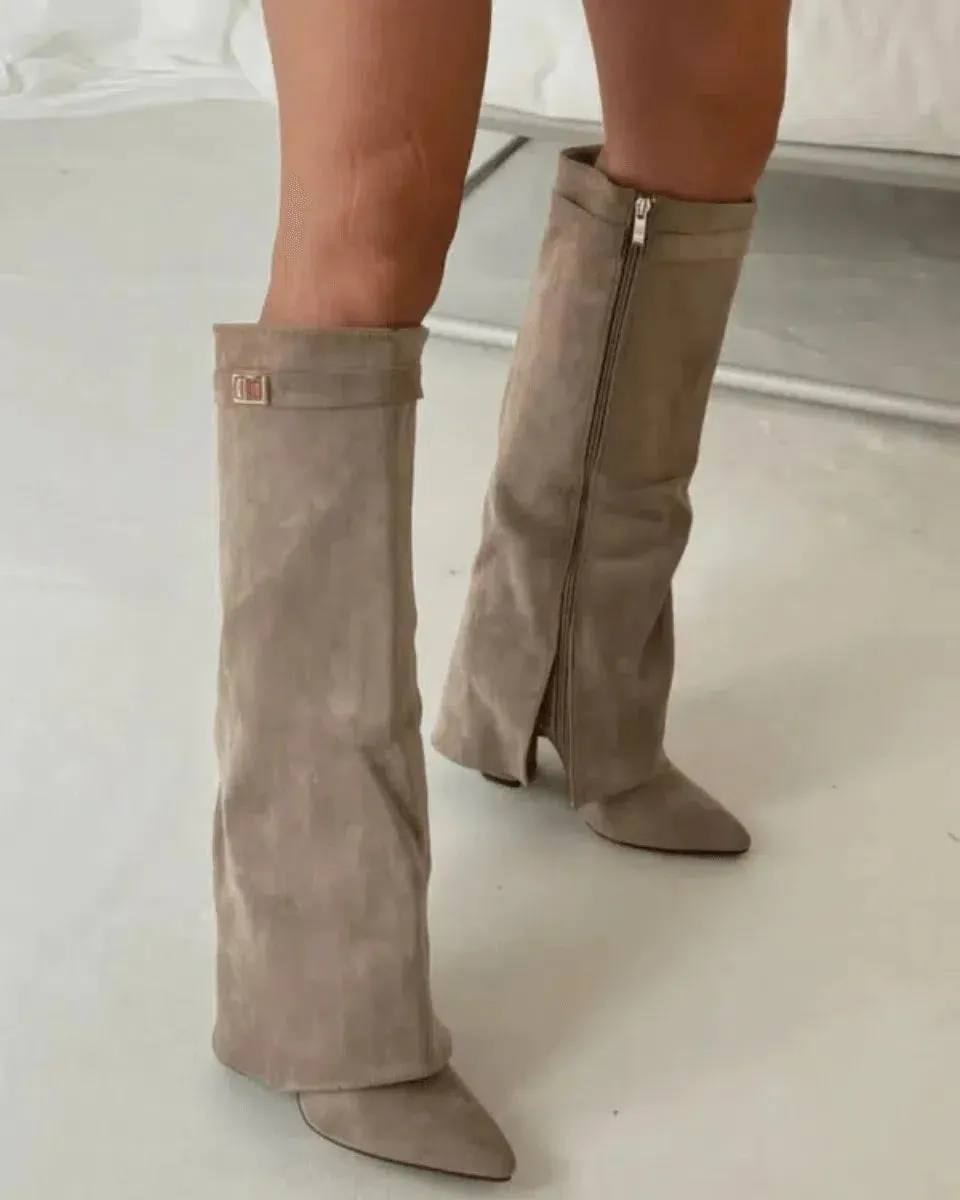 Morbida – Folded cuff – Suede knee-high boots