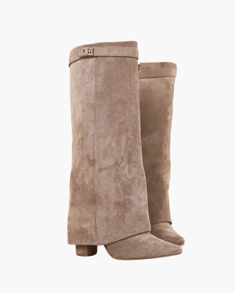 Morbida – Folded cuff – Suede knee-high boots