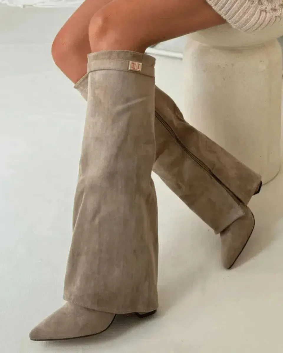 Morbida – Folded cuff – Suede knee-high boots