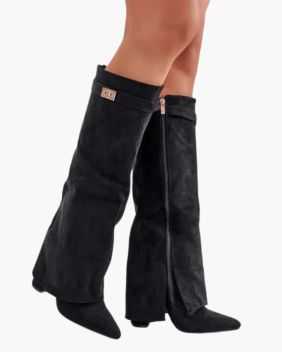 Morbida – Folded cuff – Suede knee-high boots