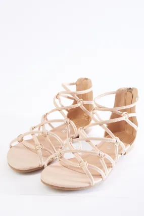 Nude Lattice Flat Sandals