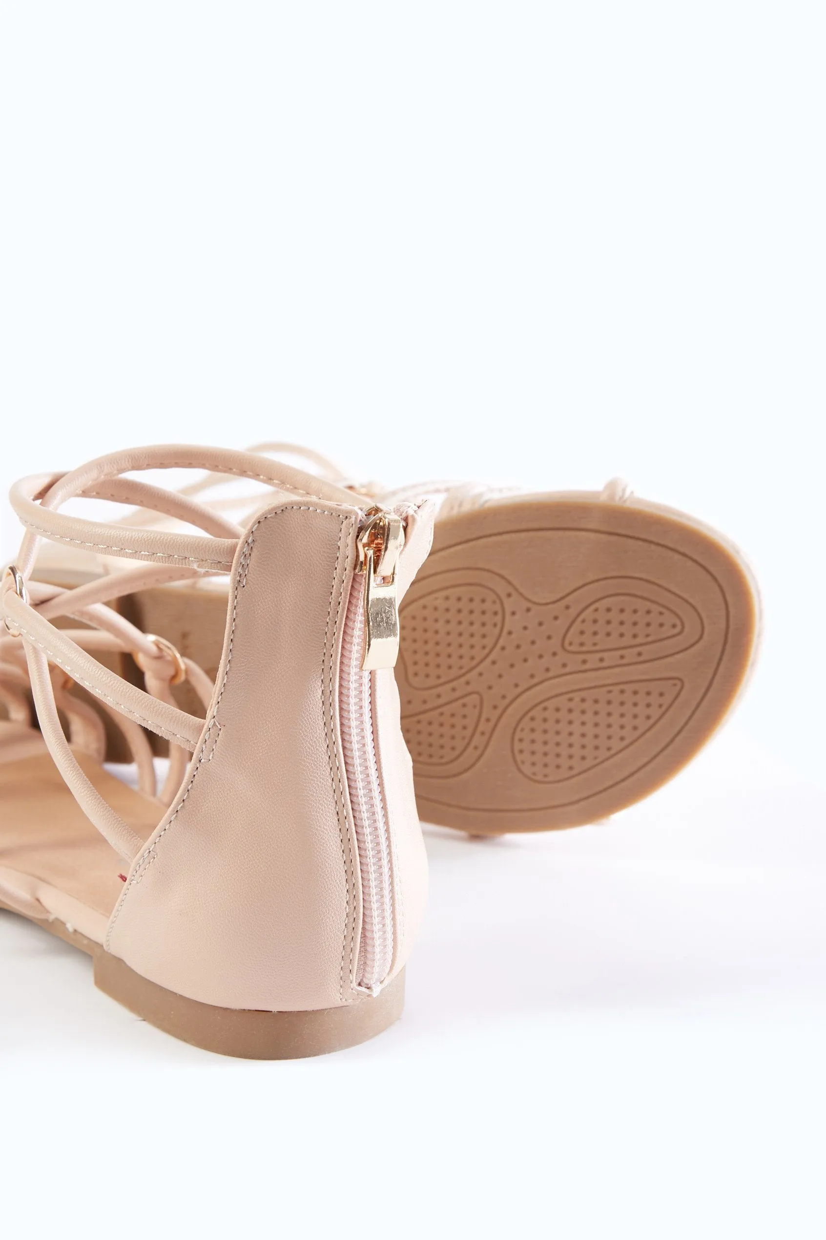 Nude Lattice Flat Sandals