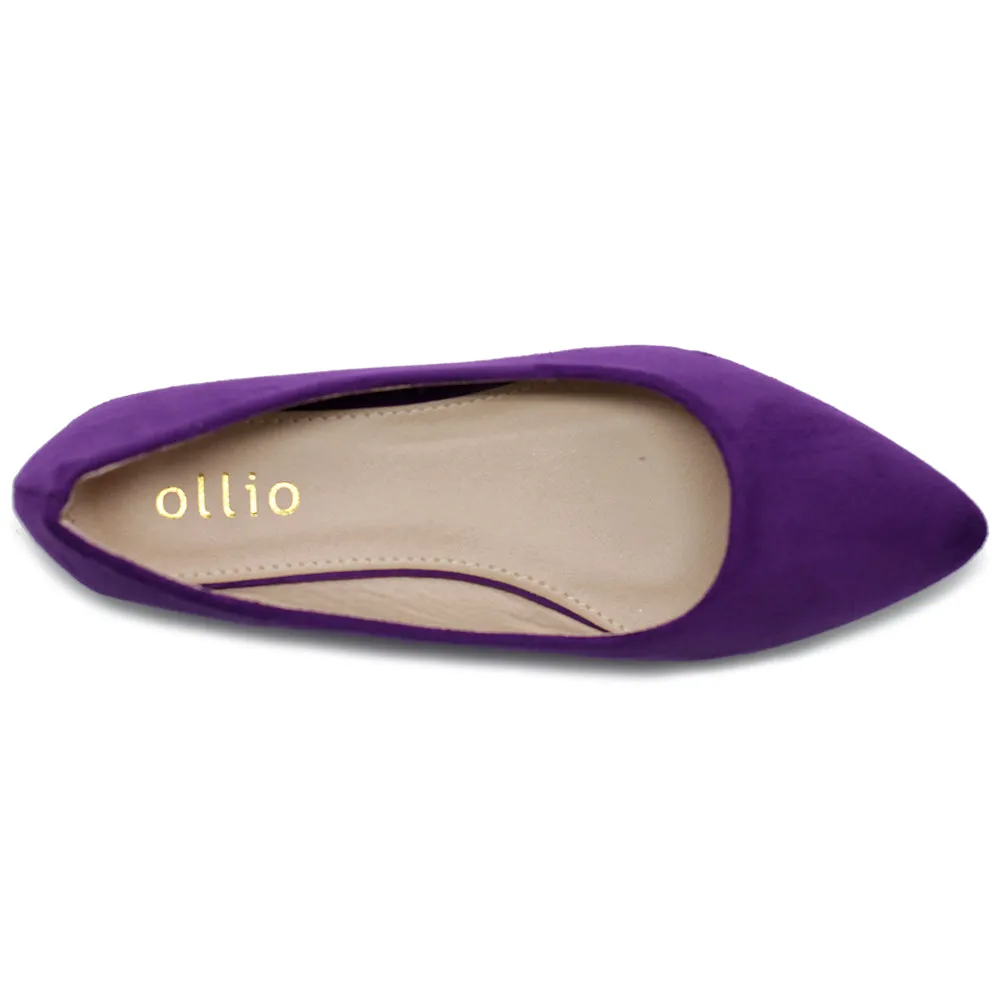 Ollio Women's Ballet Comfort Light Faux Suede Multi Color Shoe Flat (Purple, Green, Red, Beige, Blue, Mustard)