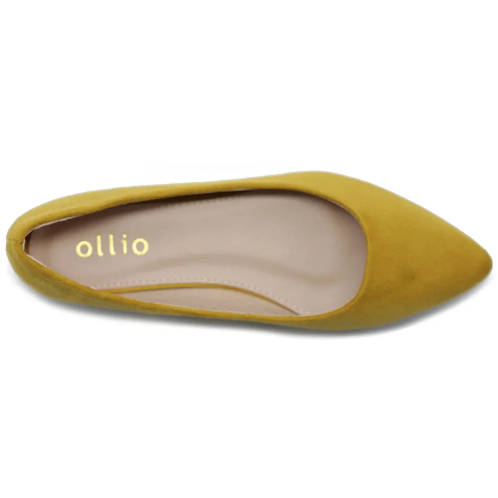 Ollio Women's Ballet Comfort Light Faux Suede Multi Color Shoe Flat (Purple, Green, Red, Beige, Blue, Mustard)