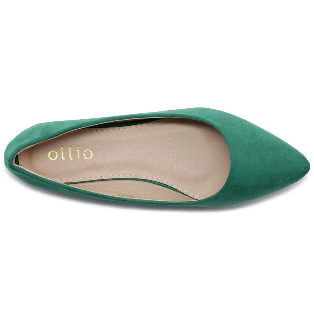 Ollio Women's Ballet Comfort Light Faux Suede Multi Color Shoe Flat (Purple, Green, Red, Beige, Blue, Mustard)