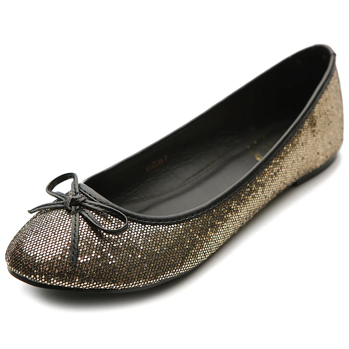 Ollio Women's Ballet Shoe Round Toe Glitter Comfort Multi Color Flat