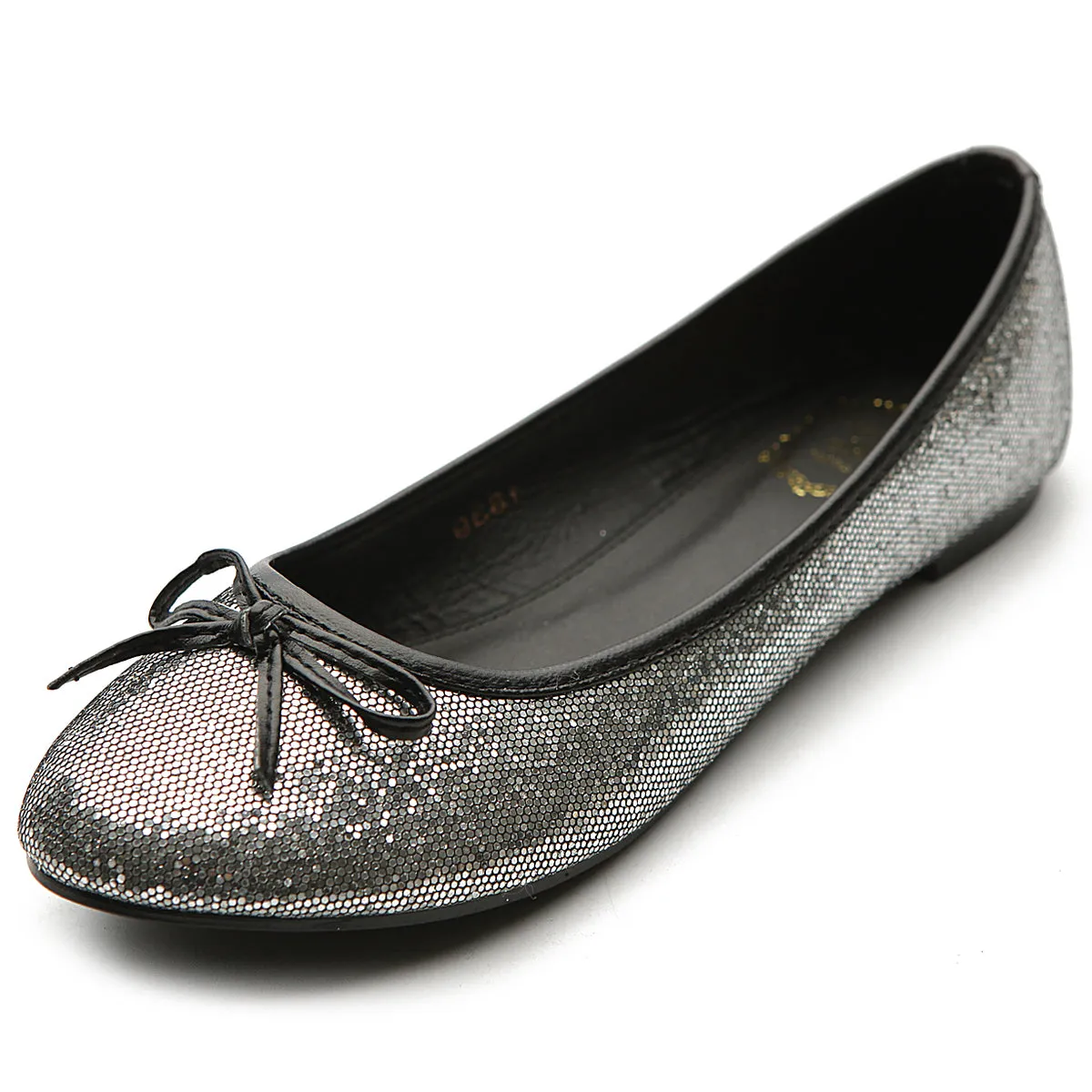 Ollio Women's Ballet Shoe Round Toe Glitter Comfort Multi Color Flat