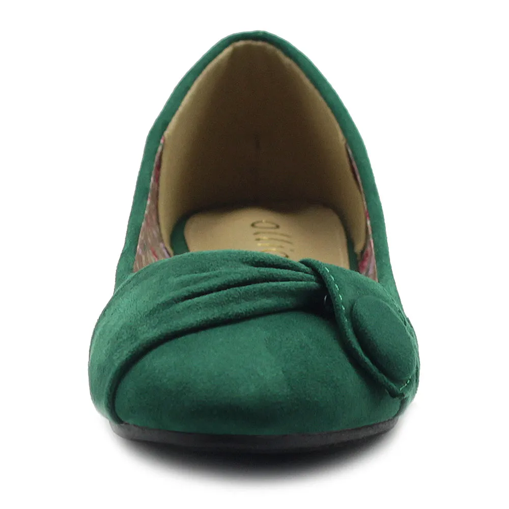 Ollio Women's Shoe Faux Suede Decorative Button Ballet Flat